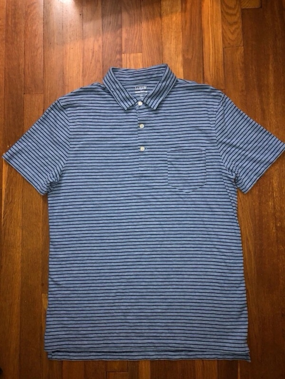 H&M Light Blue Striped Polo with Chest Pocket